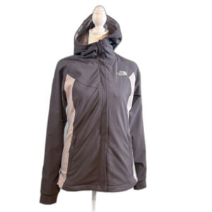 The North Face Women's Gray and Cream Hooded Softshell Jacket